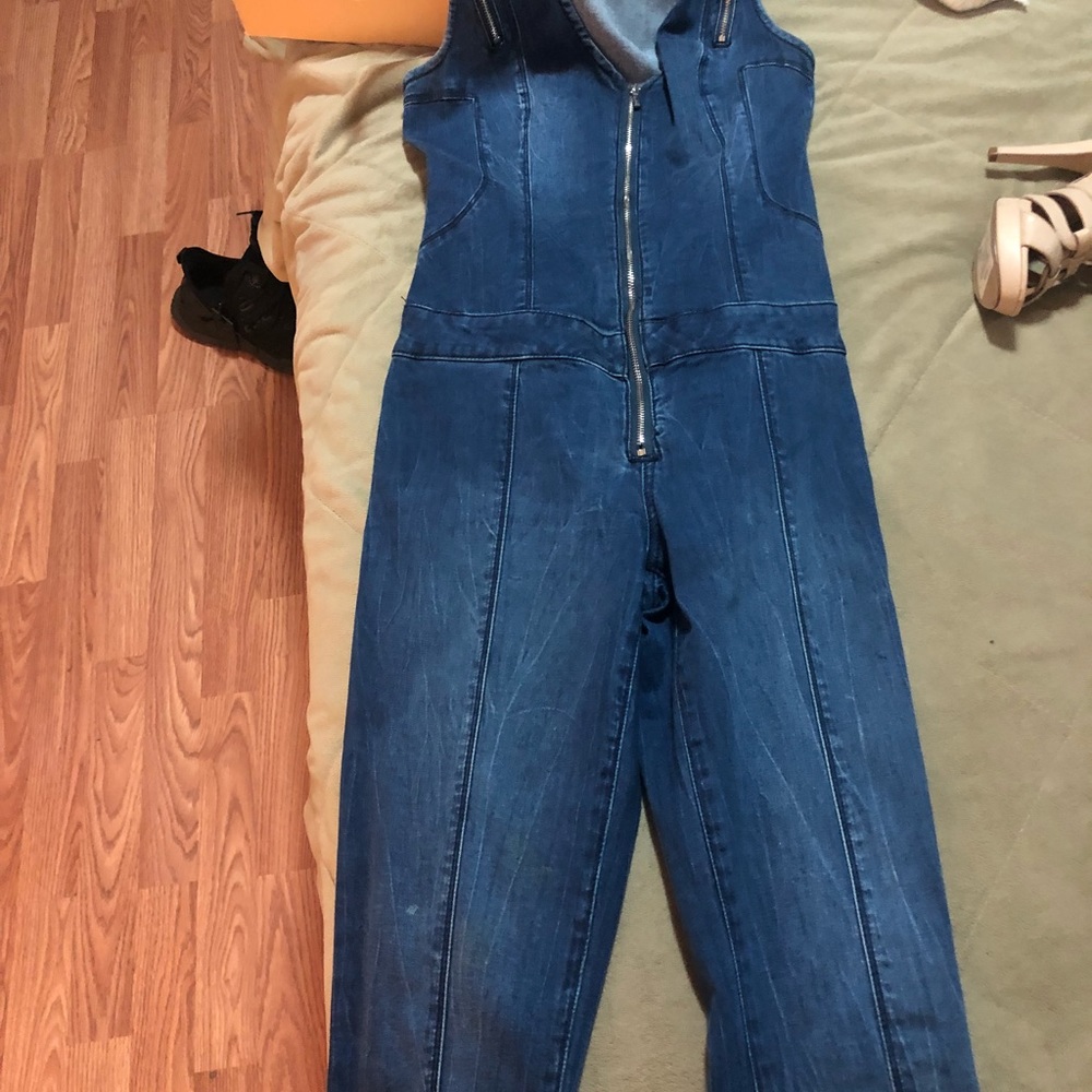 New bebe denim jumpsuit! Size 24